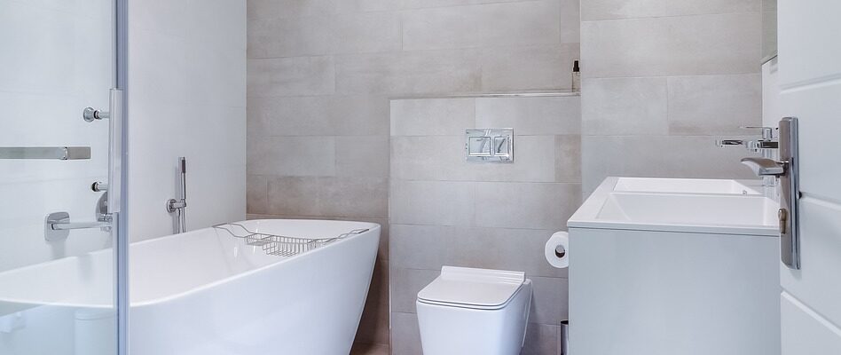 modern minimalist bathroom, interior, toilet